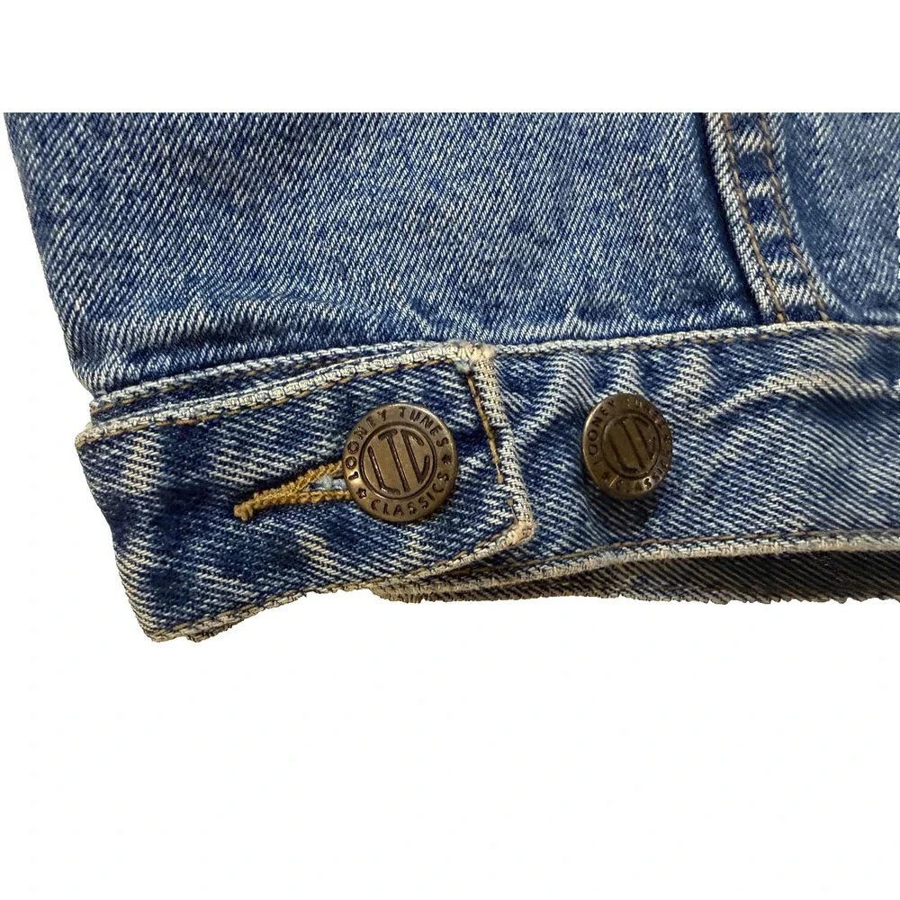 Vintage 90s‎ Looney Tunes Taz Denim Vest Warner Bros NY Manhattan SM Retro WB